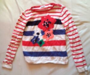 Pull rayé avec fleurs